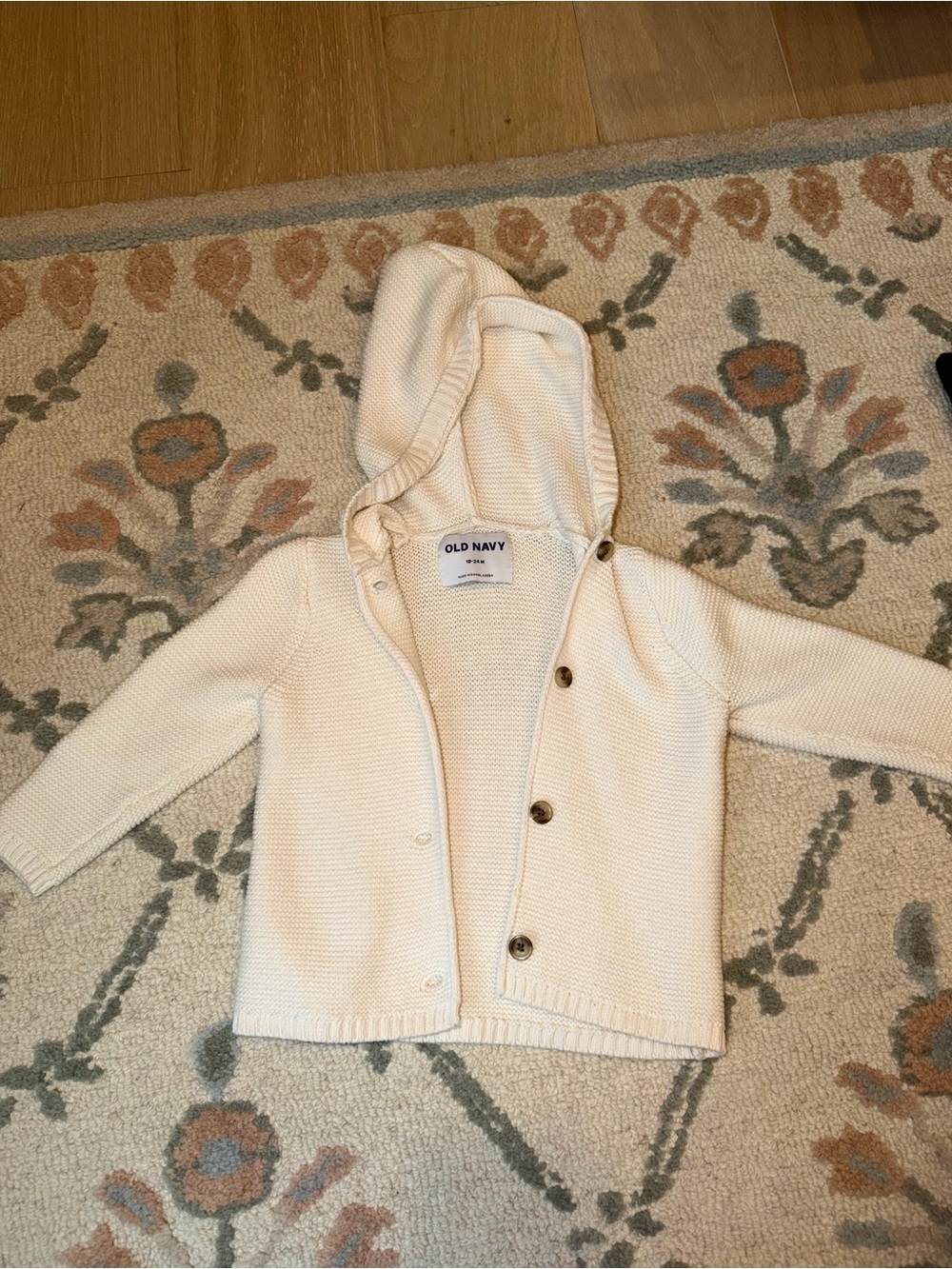 Old Navy Cream Hooded Knit Cardigan Jacket for Kids